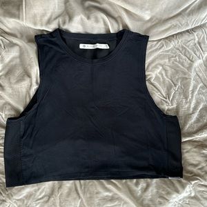 Blanc Noir. Black cropped Tank. Mesh details